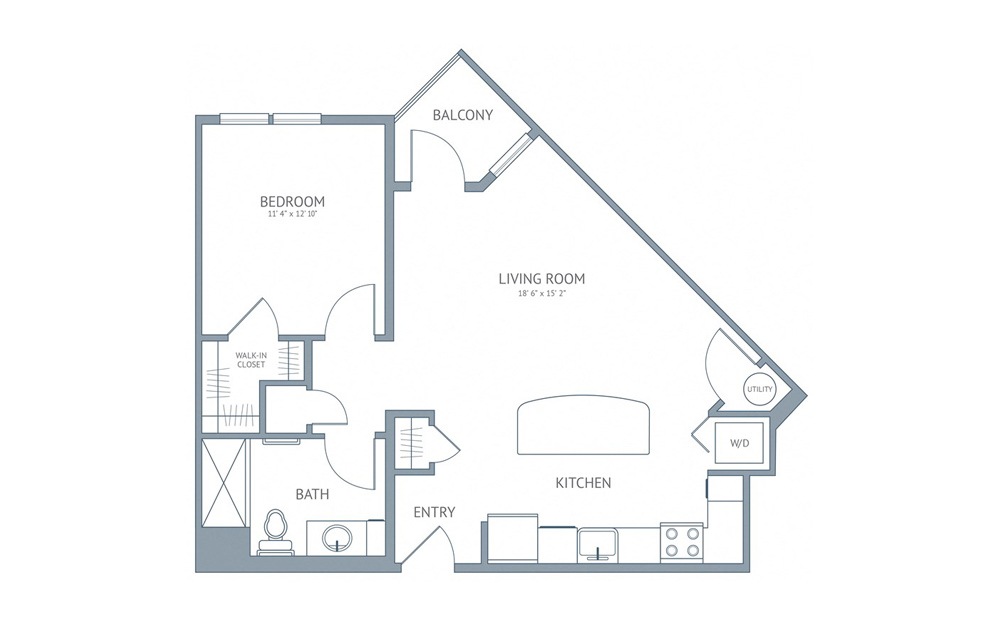 Braque - 1 bedroom floorplan layout with 1 bath and 730 square feet.