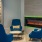 Modernly designed fireplace with seating 