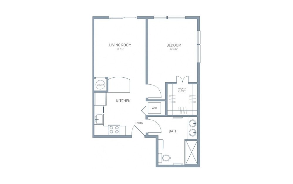 Monet - 1 bedroom floorplan layout with 1 bath and 663 square feet.