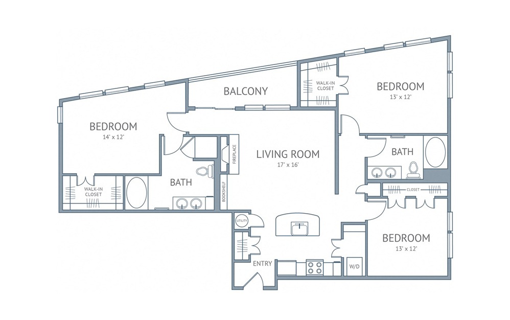 Picasso - 3 bedroom floorplan layout with 2 baths and 1524 square feet.